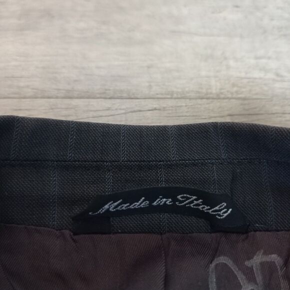 Galante Uomo Super 120s Wool 3 Button Blazer Size 58 Striped Grey Office - Picture 2 of 9